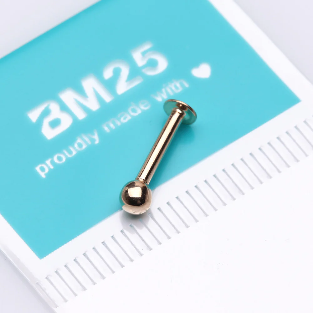 14 Karat Gold Ball Top Flat Back Stud Labret - Image 3