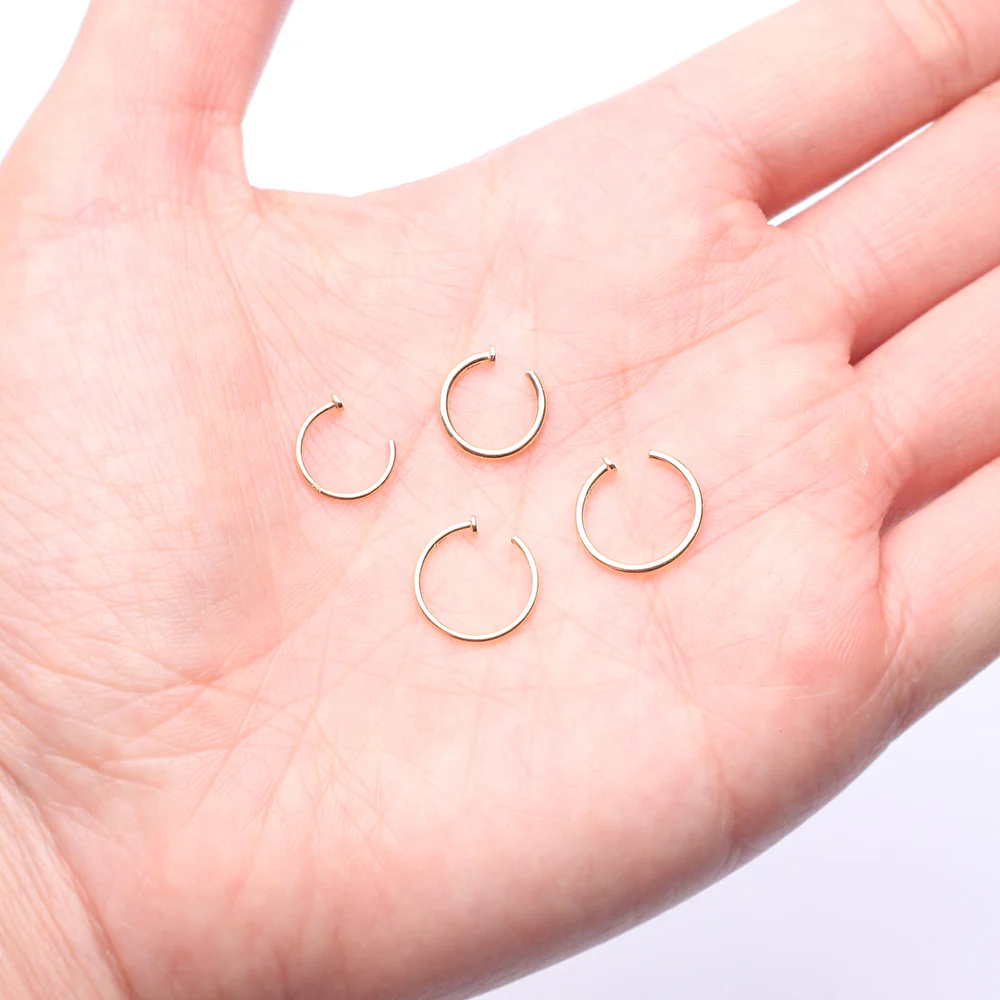 14 Karat Gold Basic Nose Hoop Ring - Image 4