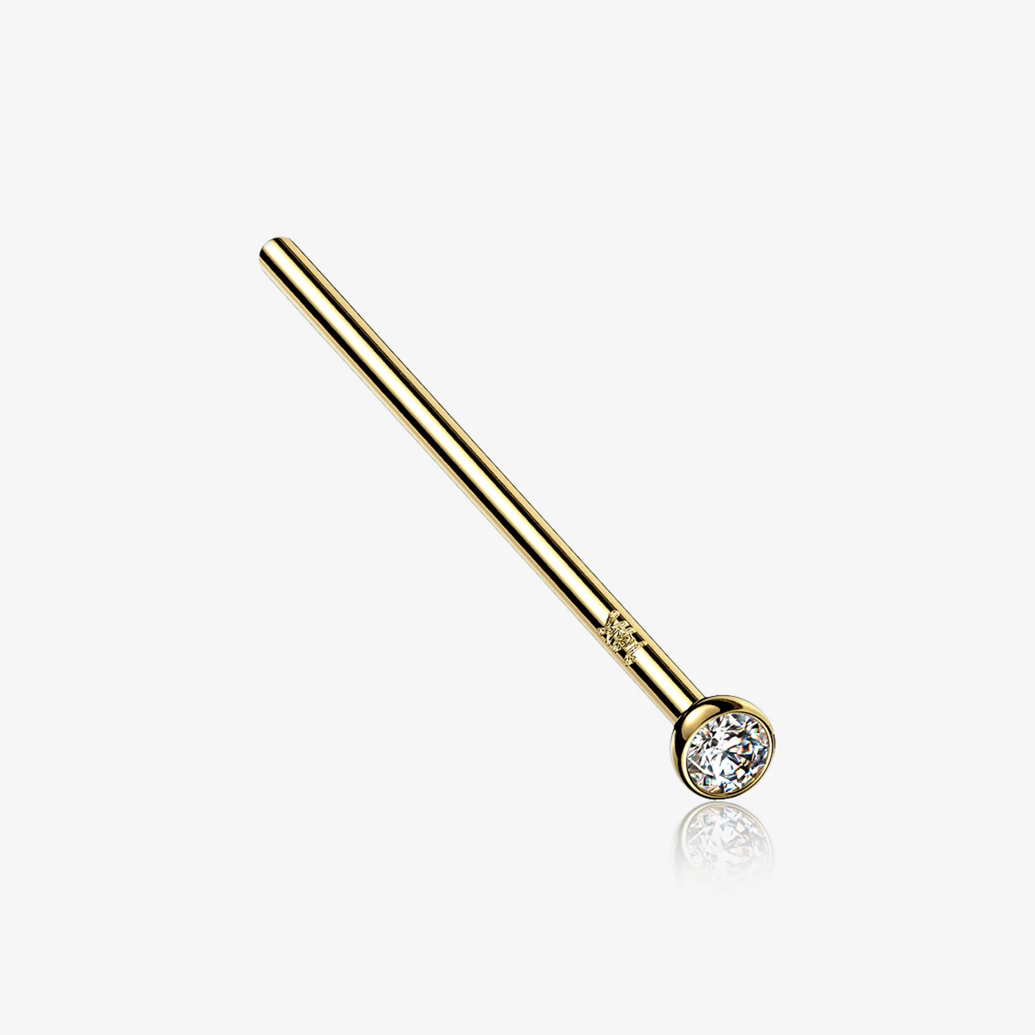 14 Karat Gold Bezel Set Sparkle Fishtail Nose Ring