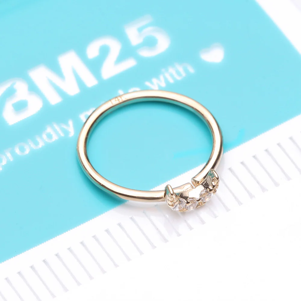 14 Karat Gold Brilliant Sparkle Crescent Moon Bendable Hoop Ring - Image 5