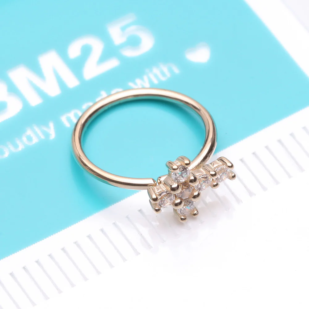 14 Karat Gold Brilliant Sparkle Cross Bendable Hoop Ring - Image 5