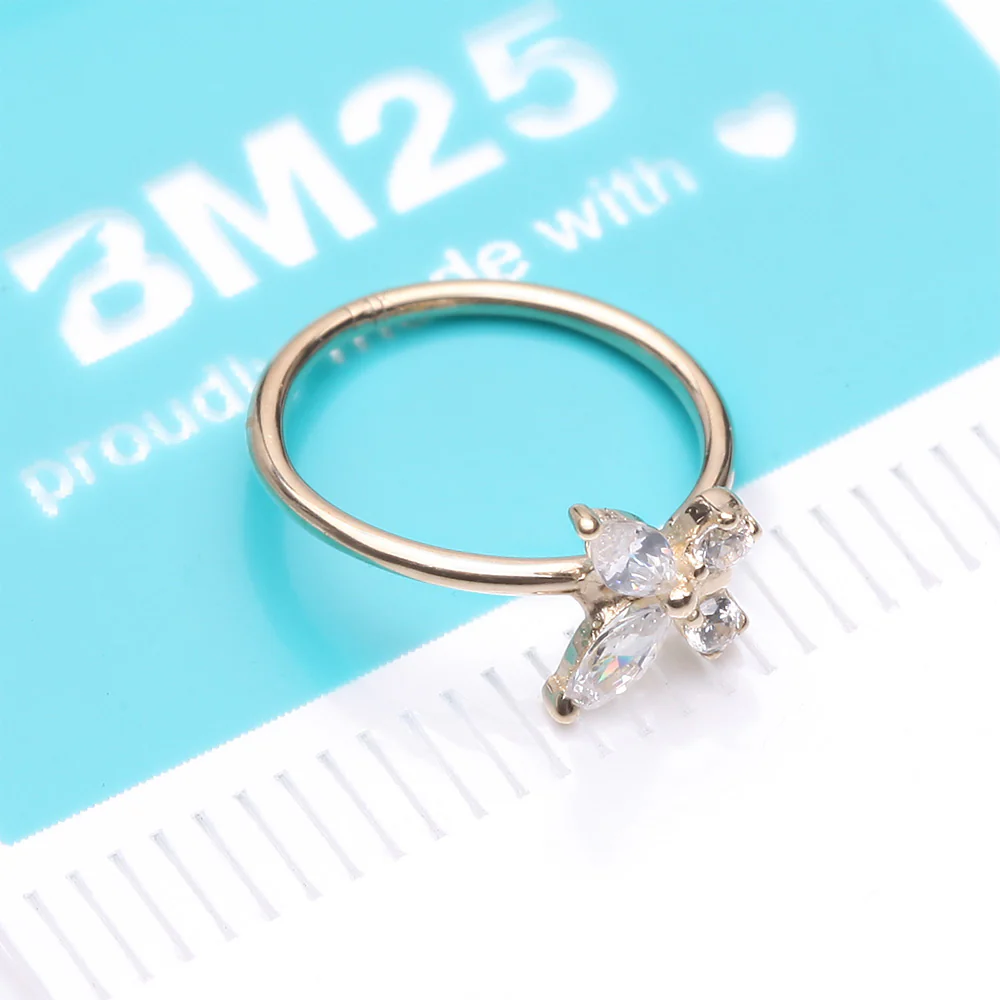 14 Karat Gold Brilliant Sparkle Dainty Butterfly Bendable Hoop Ring - Image 5