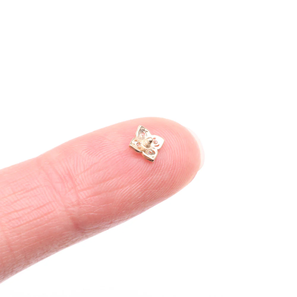 14 Karat Gold Brilliant Sparkle Frasera Flower Dermal Anchor Top Part - Image 4