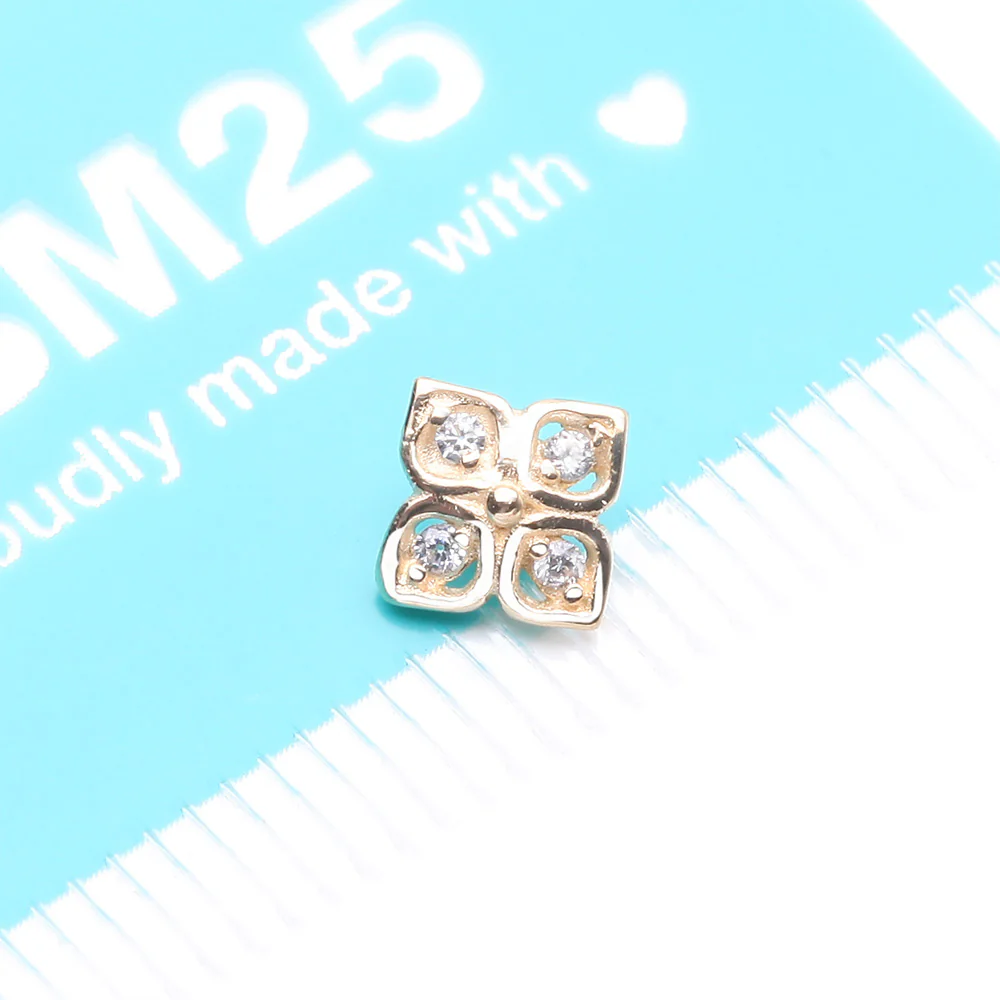 14 Karat Gold Brilliant Sparkle Frasera Flower Dermal Anchor Top Part - Image 5