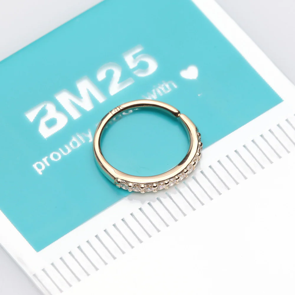 14 Karat Gold Brilliant Sparkle Lined Multi-Gem Bendable Hoop Ring - Image 3