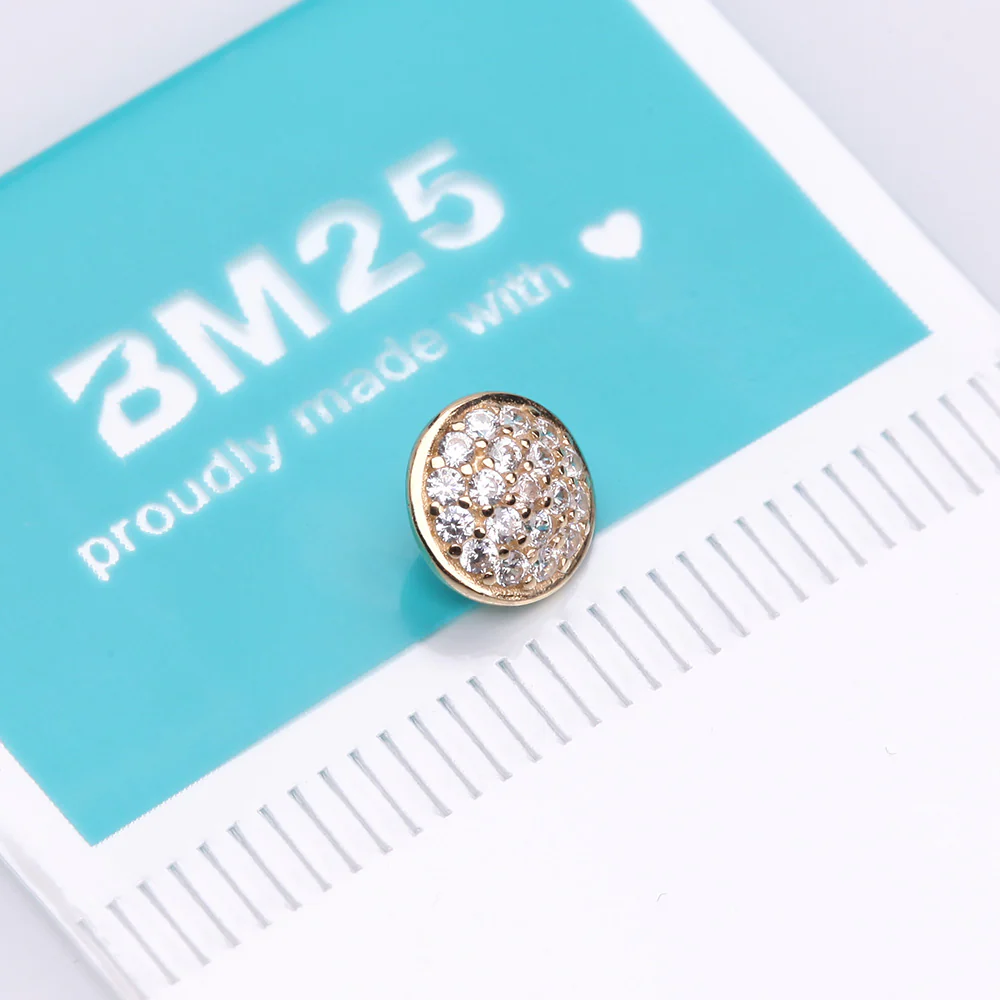 14 Karat Gold Brilliant Sparkle Multi-Gem Round Dermal Anchor Top Part - Image 3