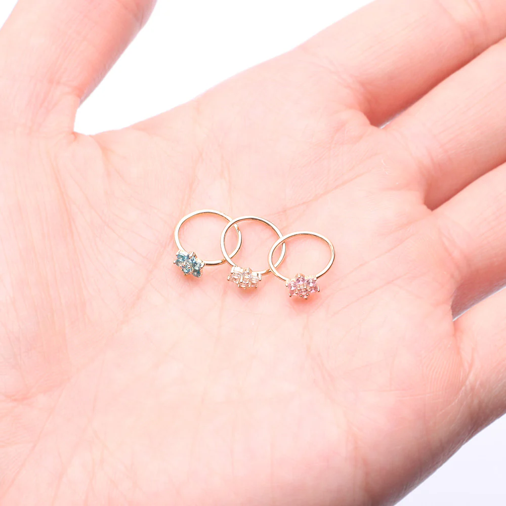 14 Karat Gold Brilliant Sparkle Spring Flower Bendable Hoop Ring - Image 4