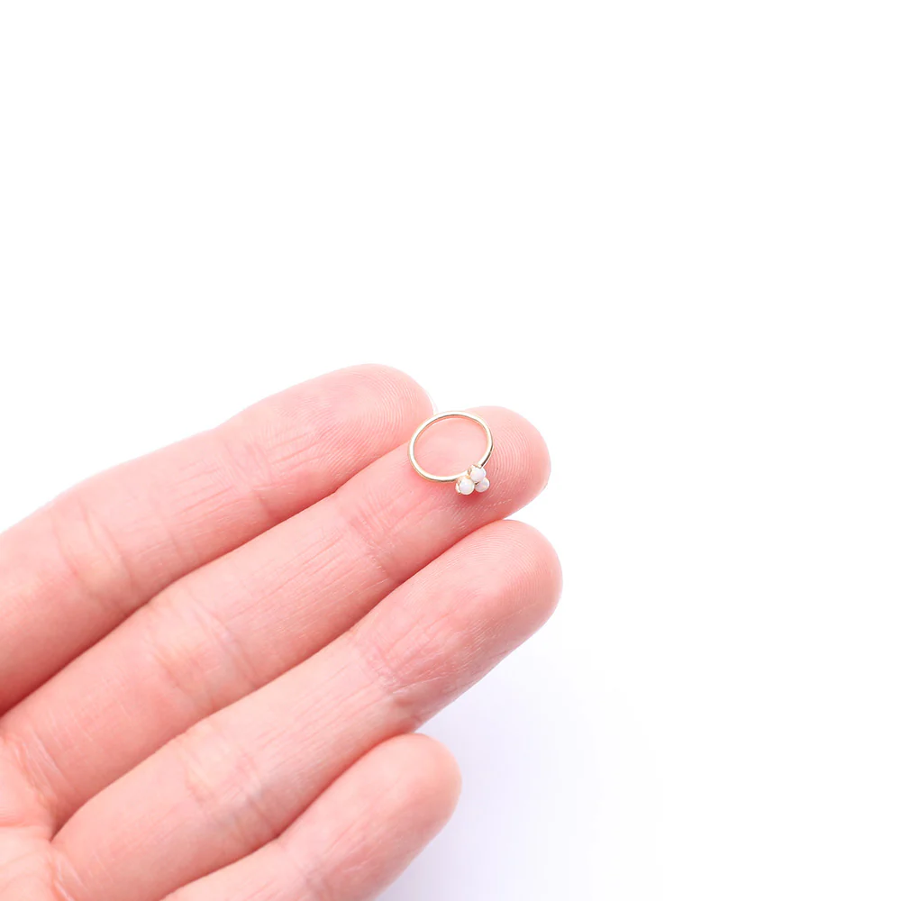 14 Karat Gold Brilliant Trinity Fire Opal Sparkle Bendable Hoop Ring - Image 3