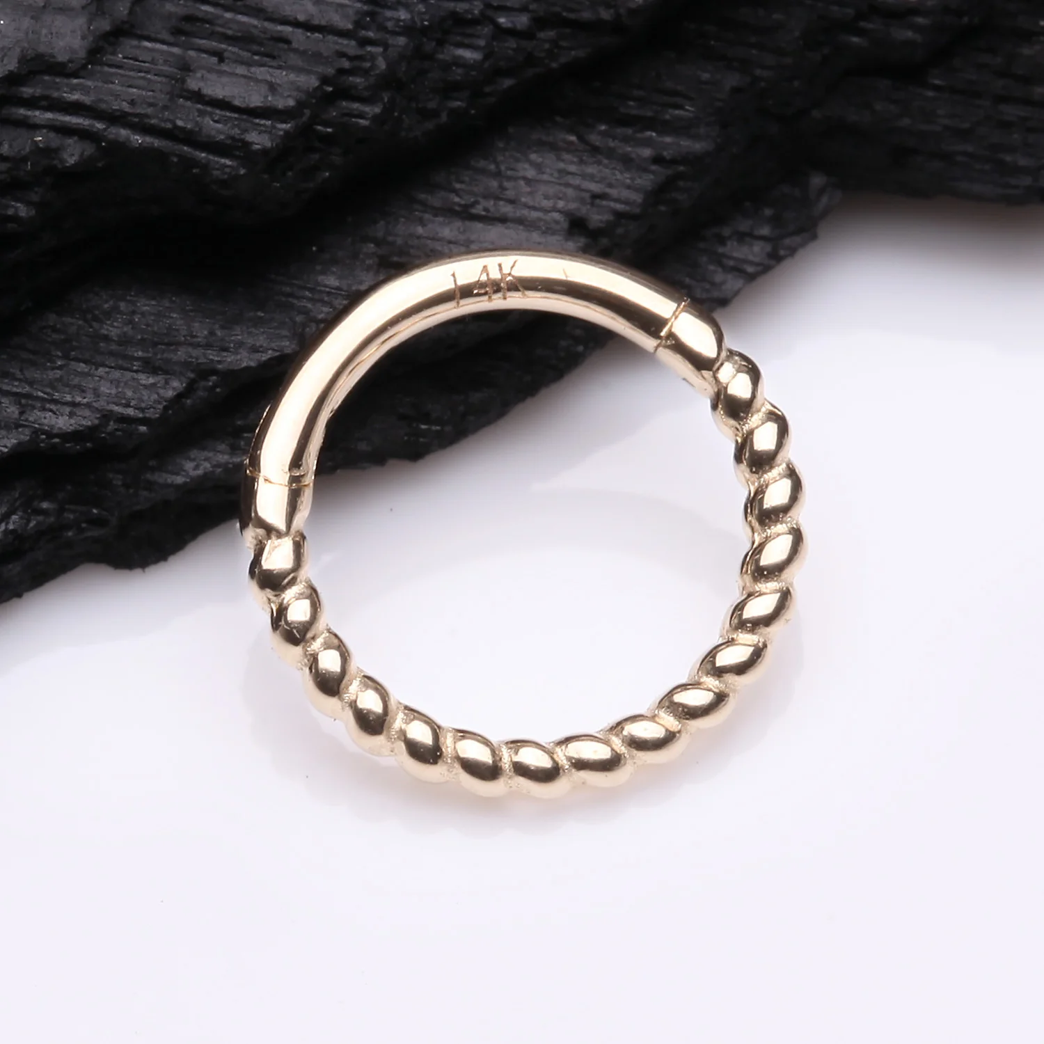 14 Karat Gold Classic Rope Clicker Hoop Ring - Image 2