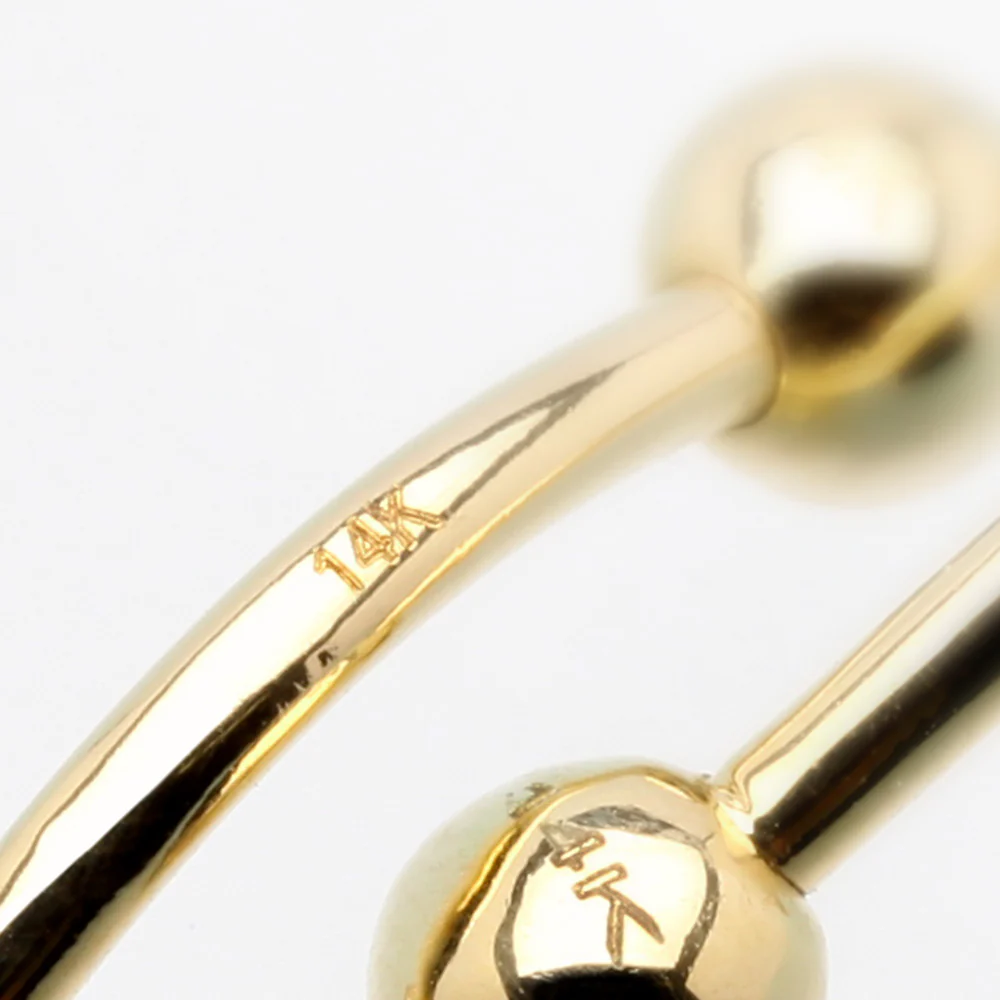 14 Karat Gold Dainty Brilliant Teardrop Sparkle Belly Button Ring - Image 5