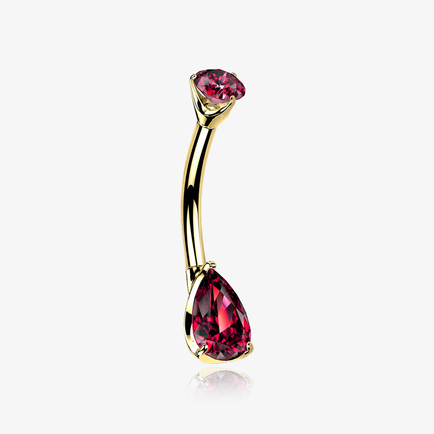 14 Karat Gold Dainty Brilliant Teardrop Sparkle Belly Button Ring