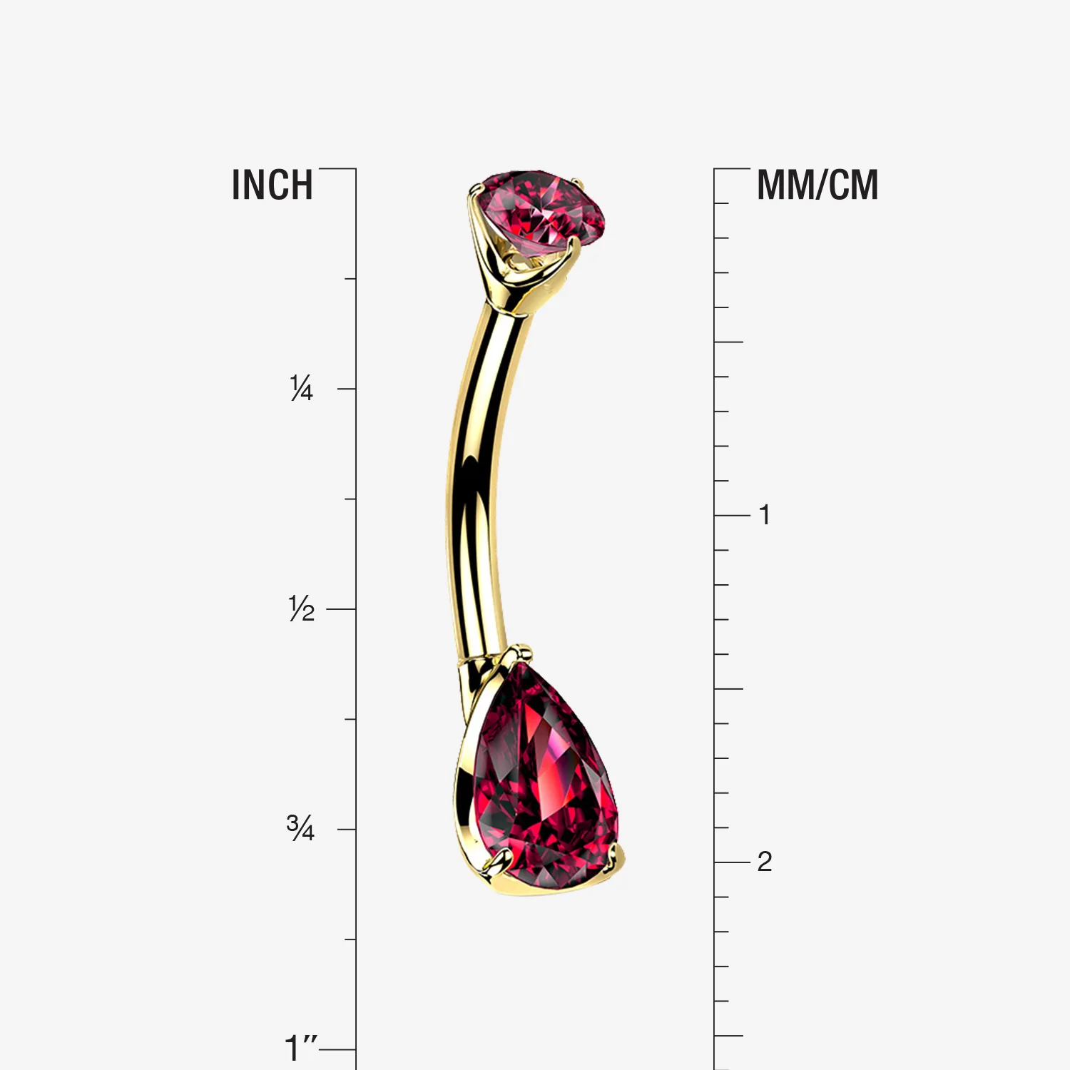 14 Karat Gold Dainty Brilliant Teardrop Sparkle Belly Button Ring - Image 2