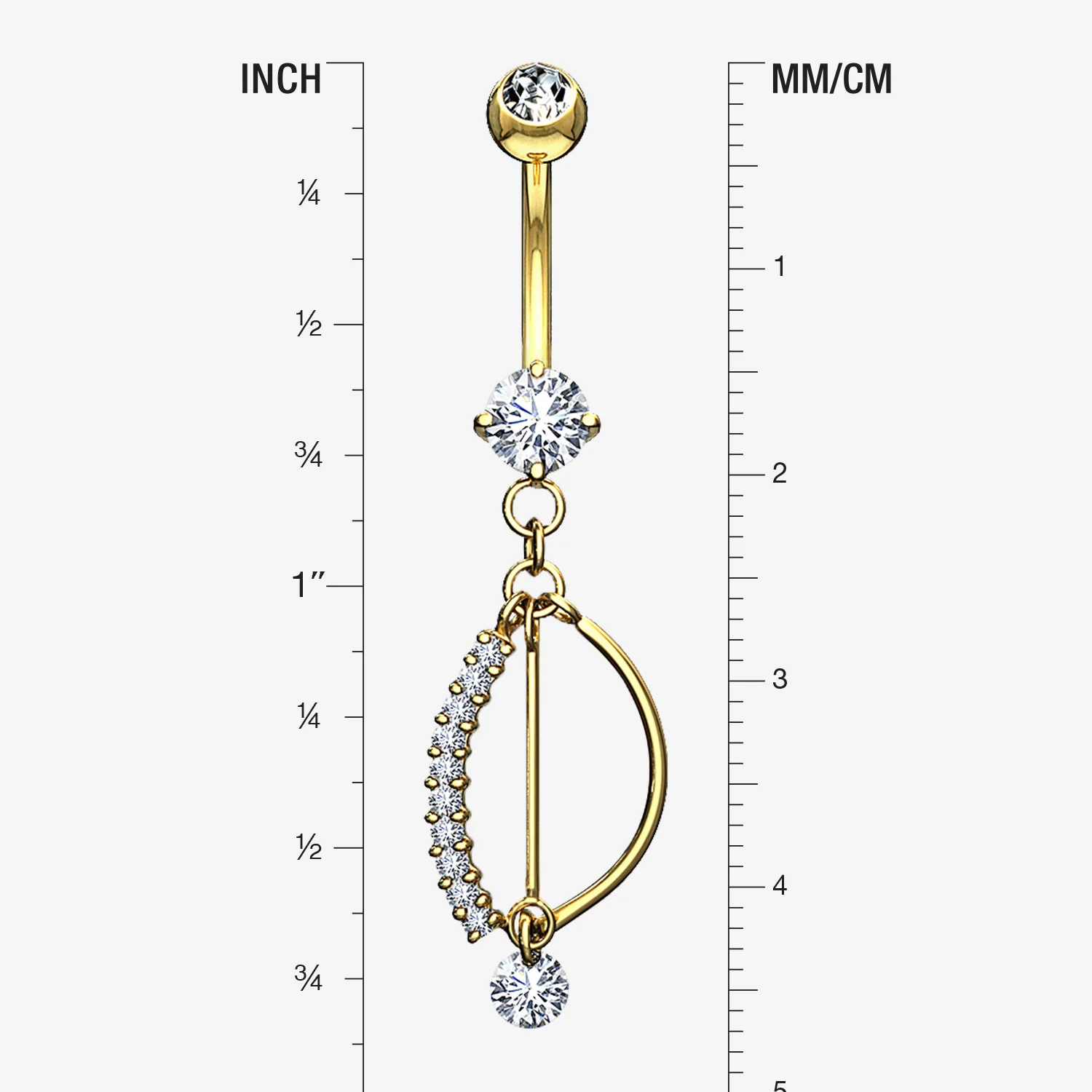 14 Karat Gold Journey Sparkle Curvature Dangle Belly Button Ring* - Image 2