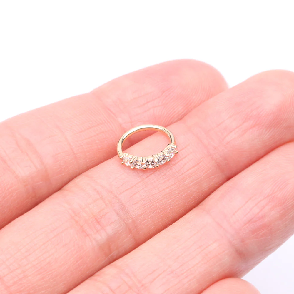 14 Karat Gold Multi-Gem Crown Prong Set Bendable Hoop Ring - Image 4