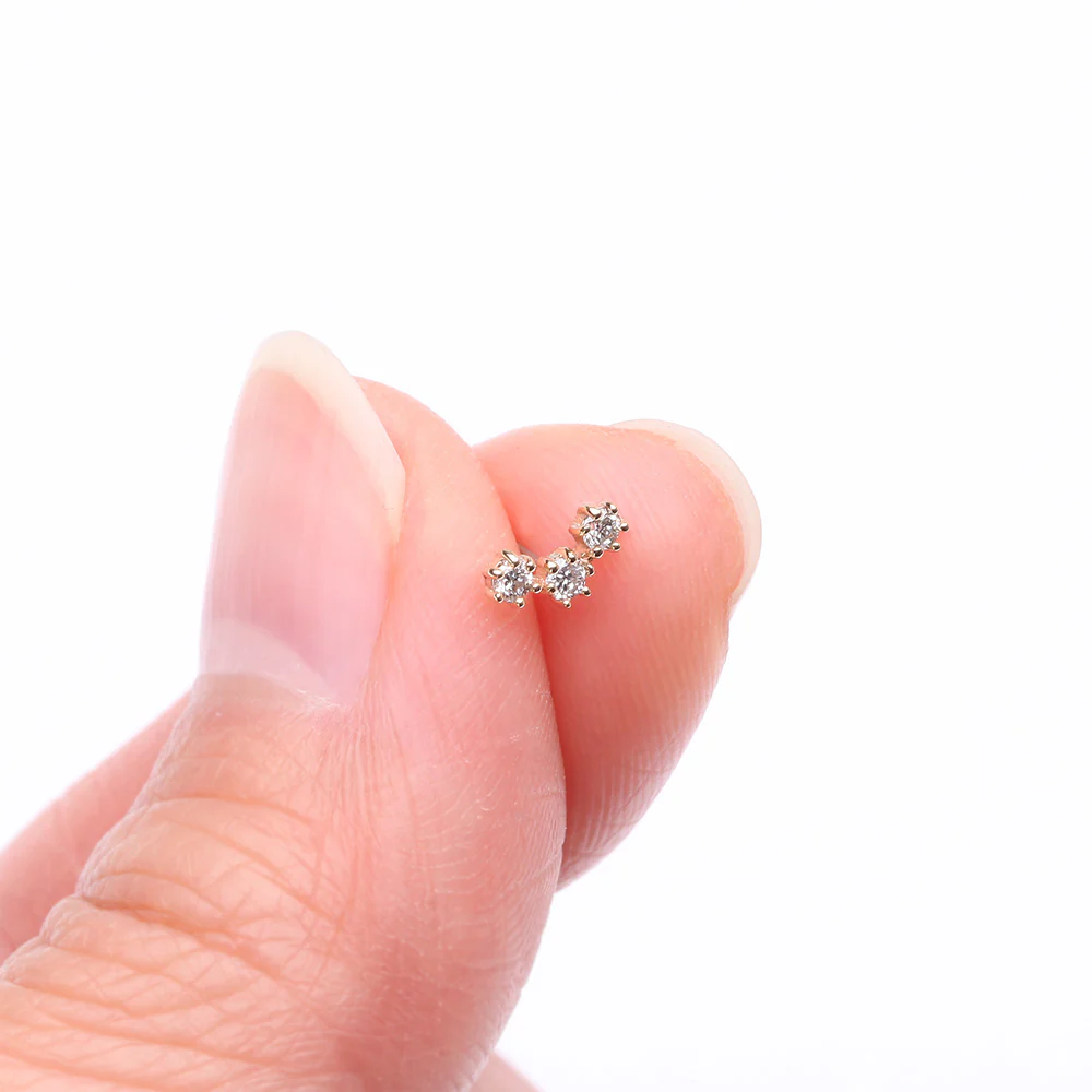 14 Karat Gold OneFit Threadless Princess Prong Diamond Journey Top Part - Image 3