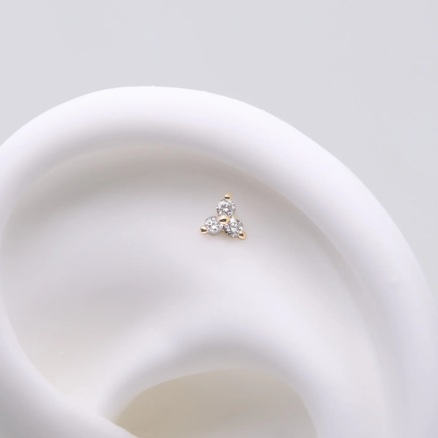 14 Karat Gold OneFit Threadless Trinity Diamond Top Part - Image 2