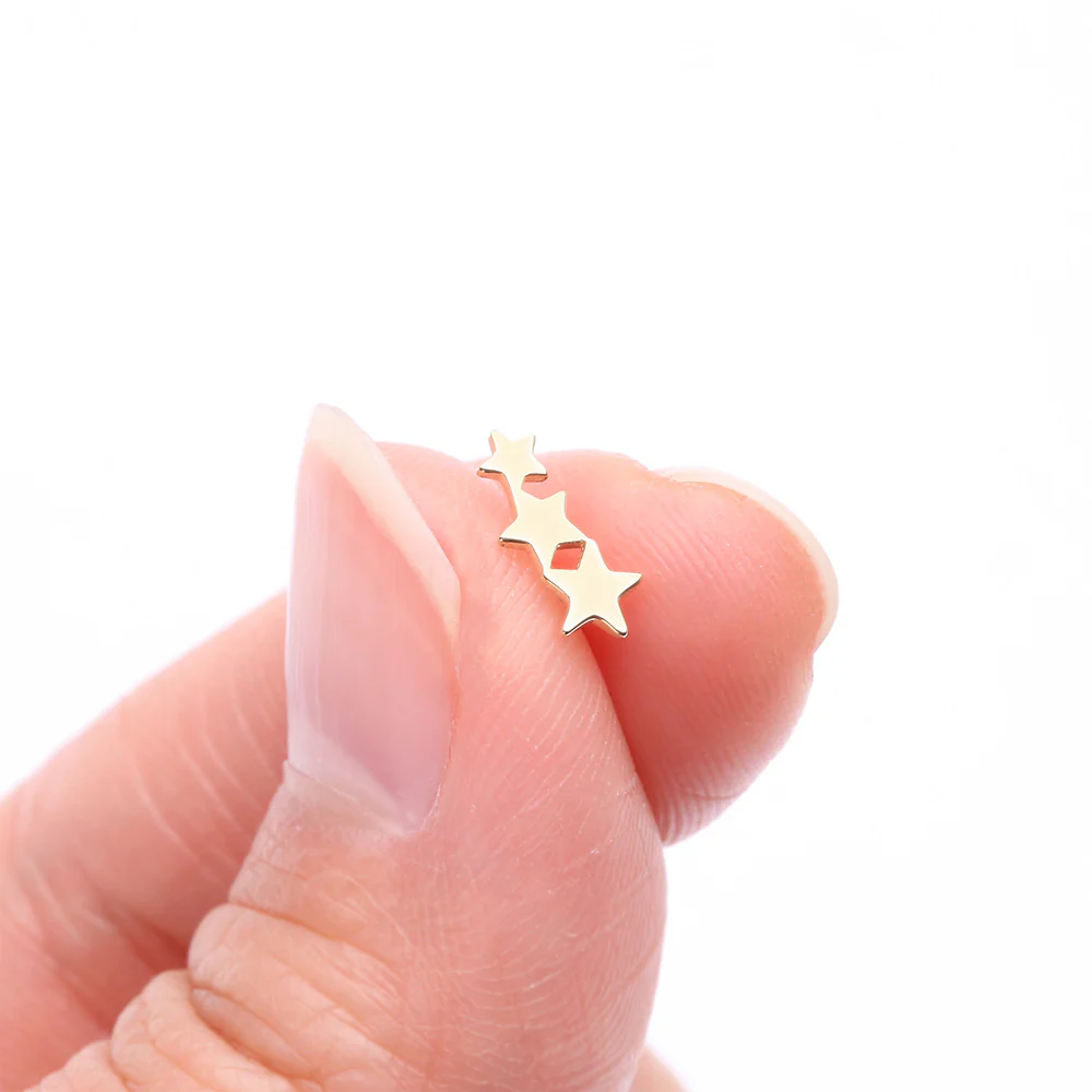 14 Karat Gold OneFit Threadless Triple Shooting Star Top Part - Image 3