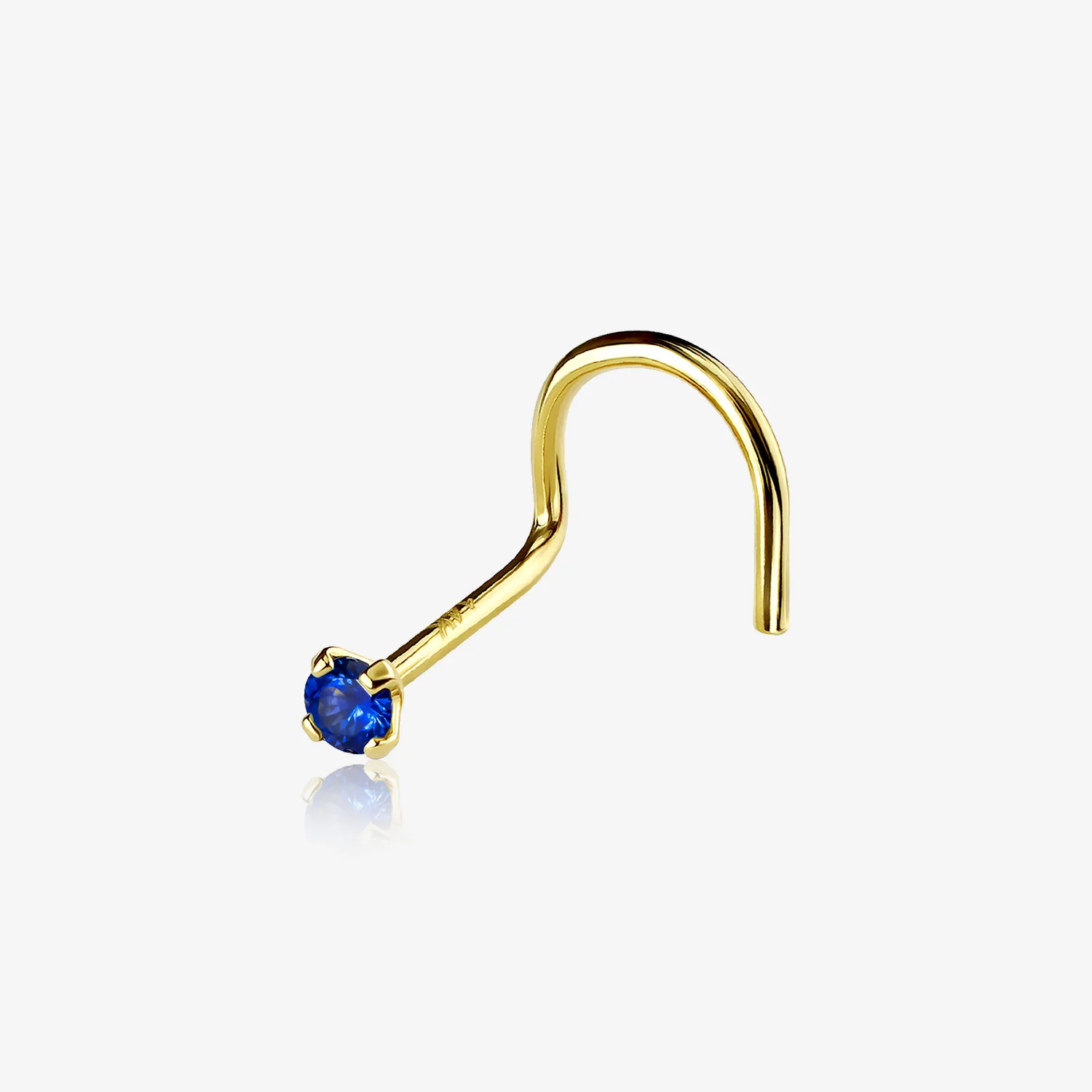 14 Karat Gold Prong Set Gem Sparkle Nose Screw Ring