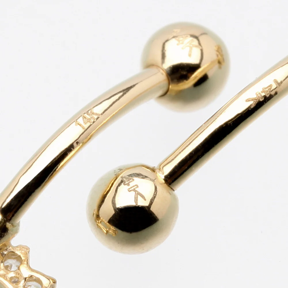 14 Karat Gold Prong Set Heart Gem Belly Button Ring - Image 4