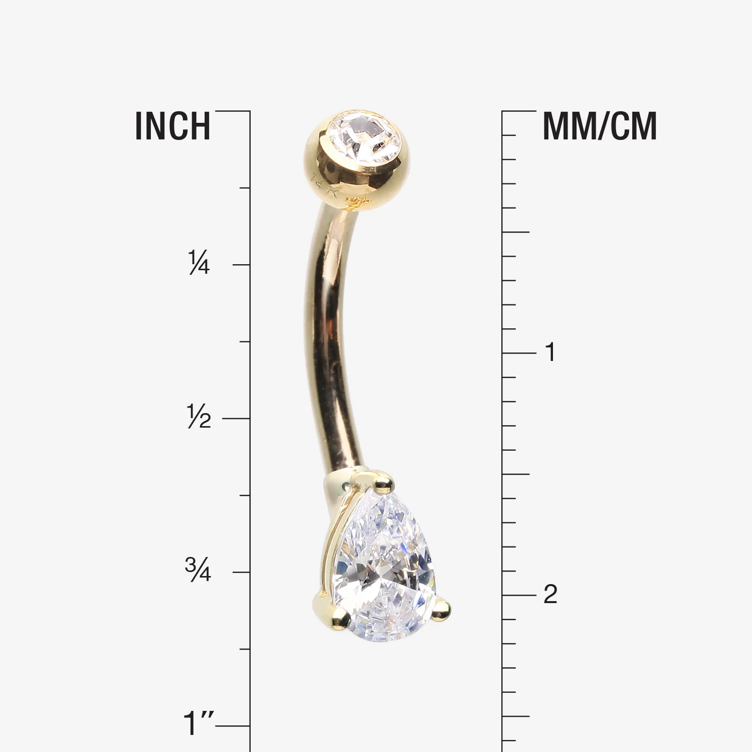 14 Karat Gold Prong Set Teardrop Gem Belly Button Ring - Image 2