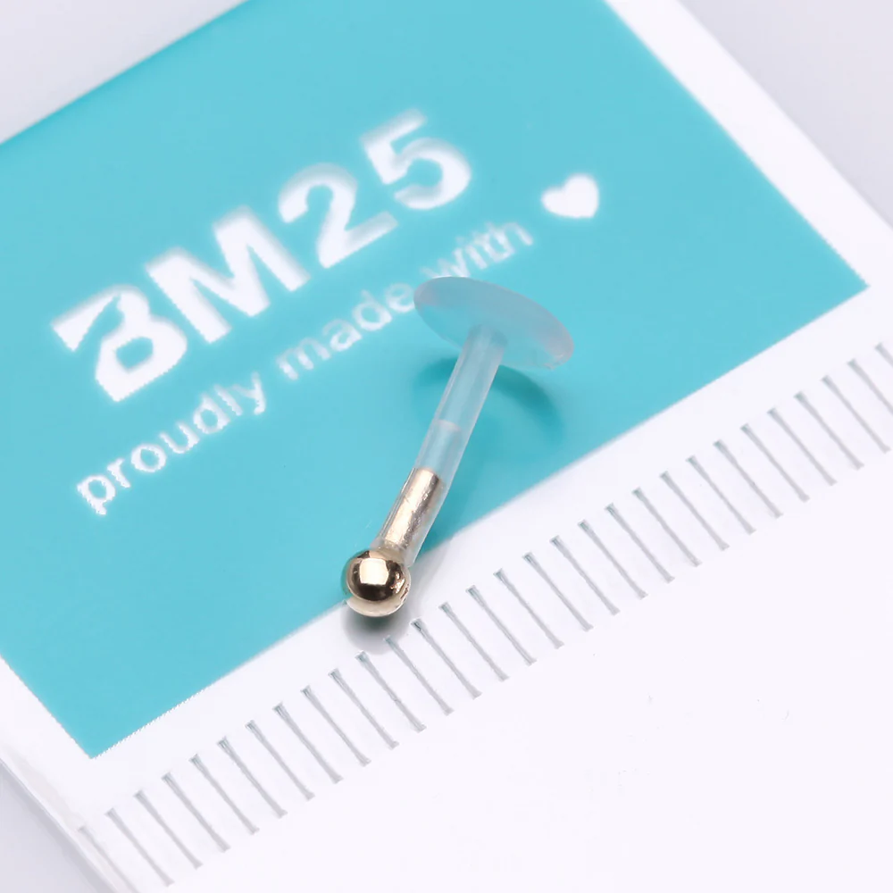14 Karat Gold Push-In Ball Top Bio-Flex Labret - Image 4