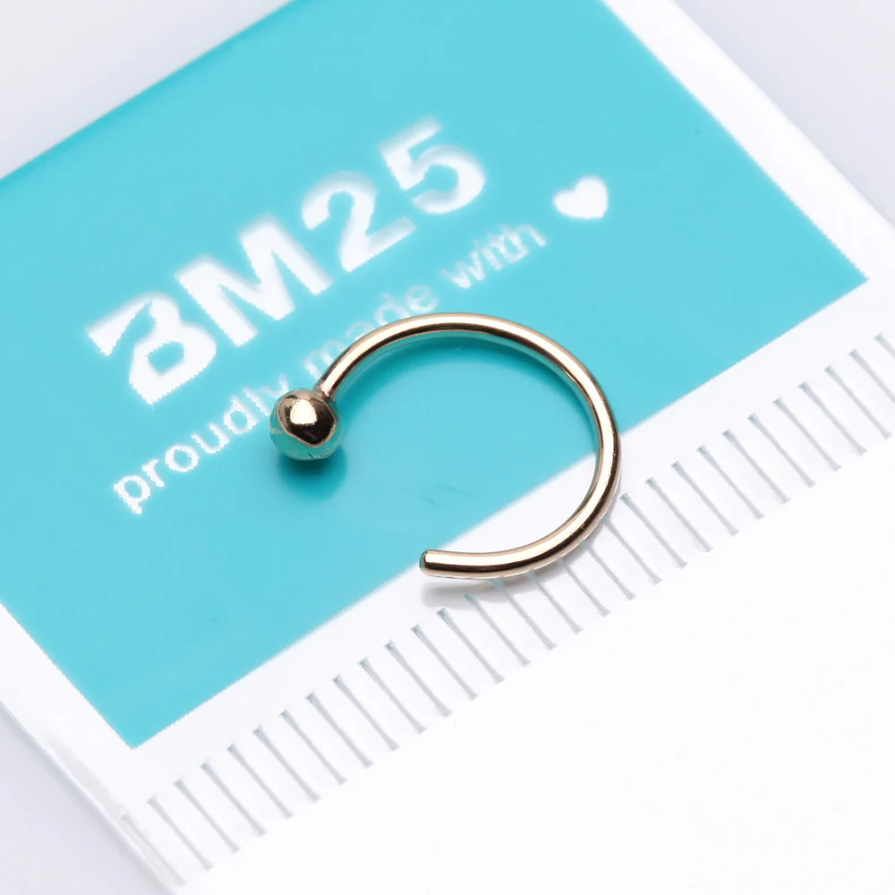 14 Karat Gold Solid Ball End Nose Hoop Ring - Image 3