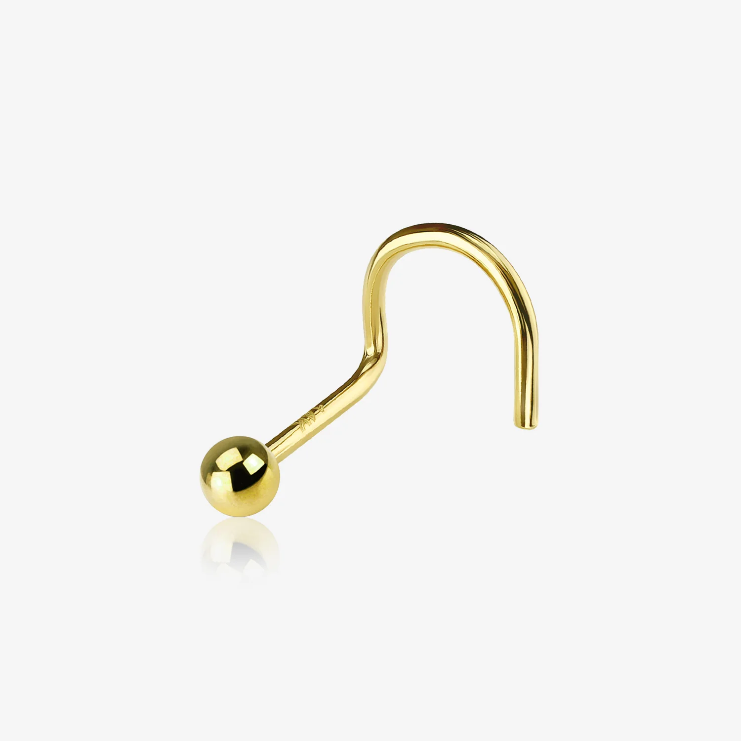 14 Karat Gold Solid Ball Top Nose Screw Ring