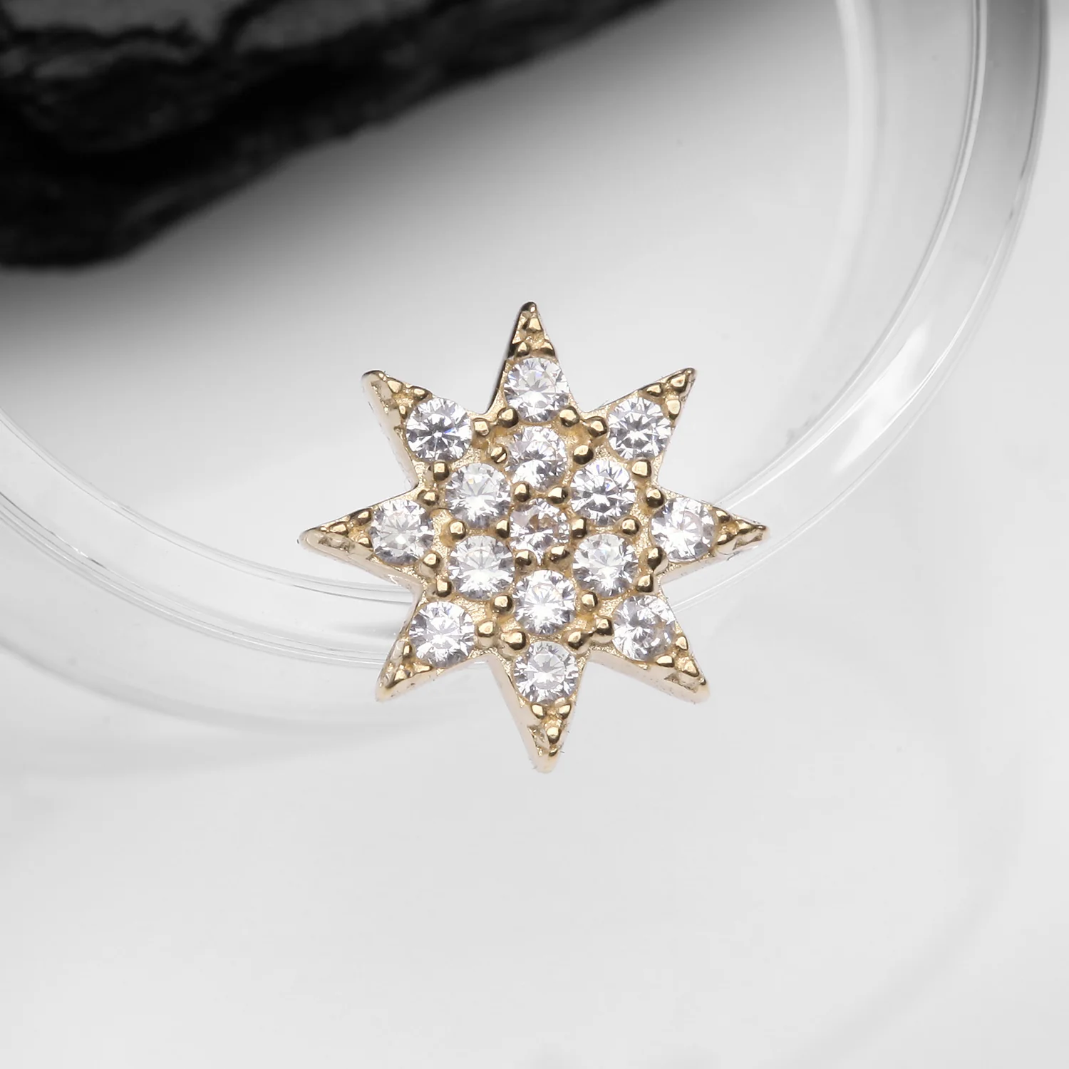 14 Karat Gold Sparkle Starburst Dermal Anchor Top Part - Image 2