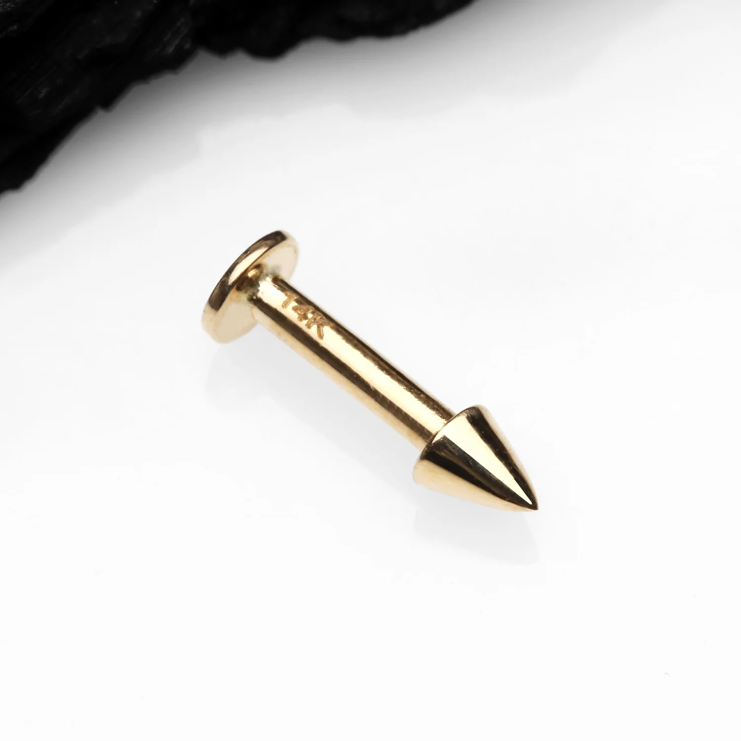 14 Karat Gold Spike Top Flat Back Stud Labret - Image 2