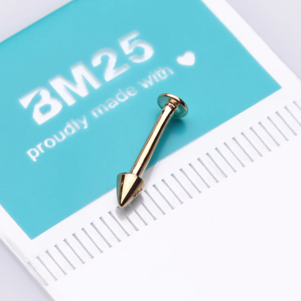 14 Karat Gold Spike Top Flat Back Stud Labret - Image 3