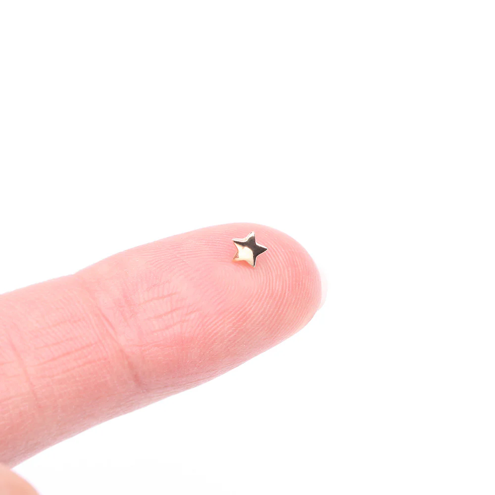 14 Karat Gold Star Dermal Anchor Top - Image 3