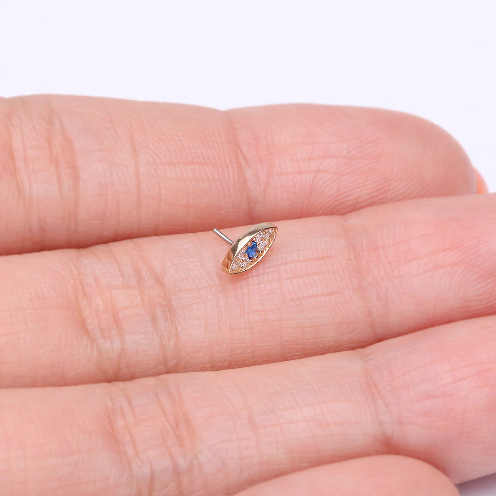 14 Karat Gold OneFit Threadless Evil Eye Top Part - Image 4