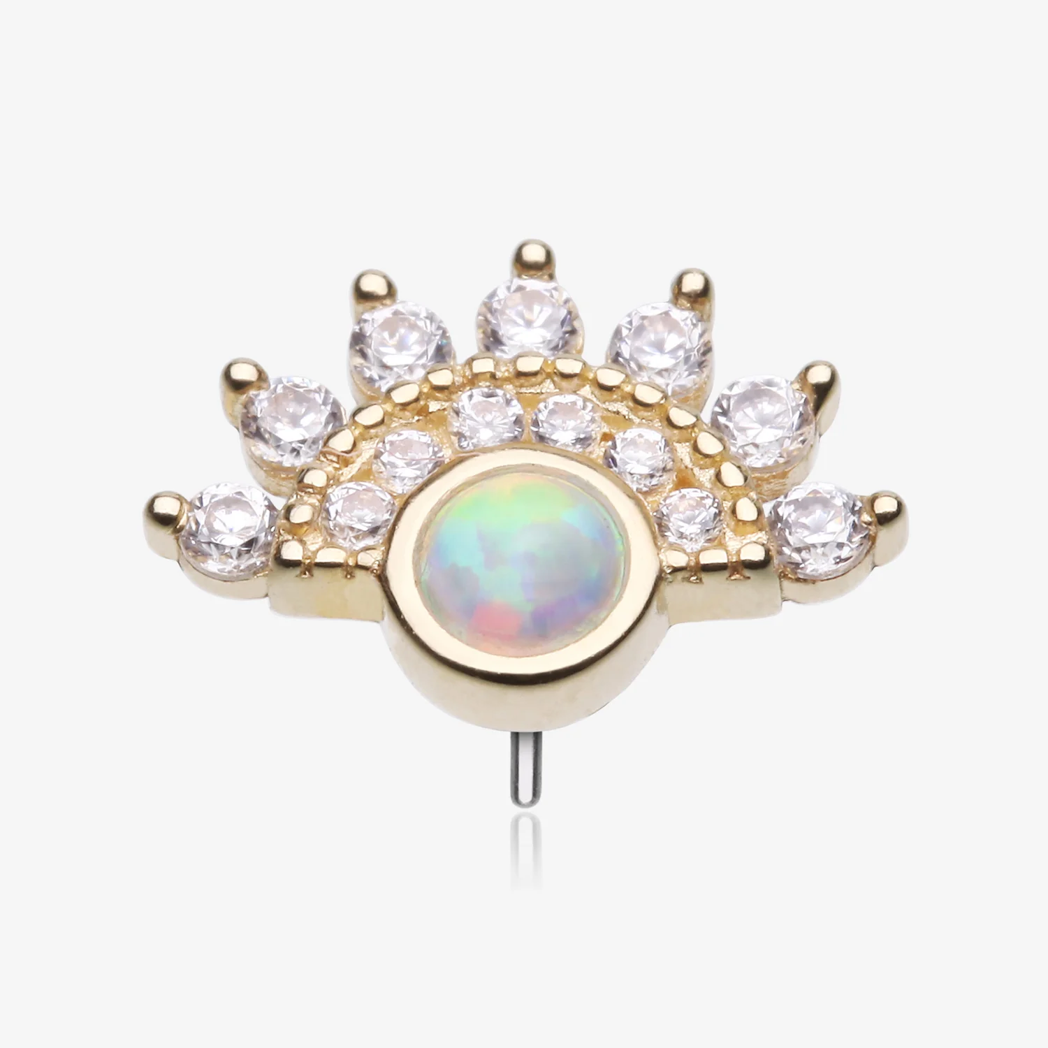 14 Karat Gold OneFit Threadless Majestic Sparkle Fire Opal Arc Top Part