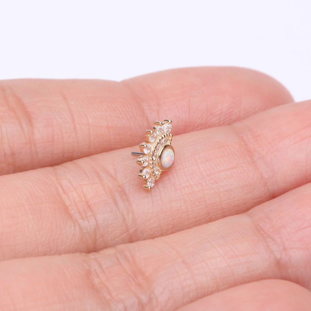 14 Karat Gold OneFit Threadless Majestic Sparkle Fire Opal Arc Top Part - Image 4