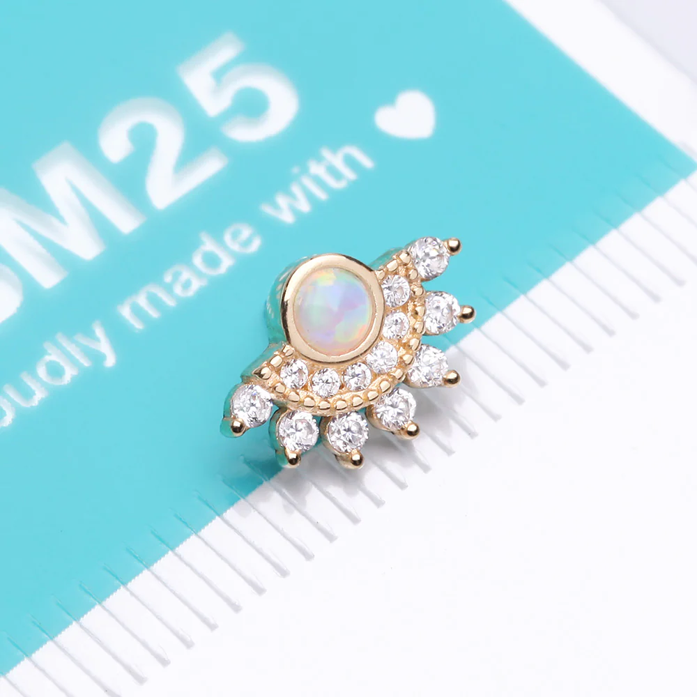 14 Karat Gold OneFit Threadless Majestic Sparkle Fire Opal Arc Top Part - Image 5