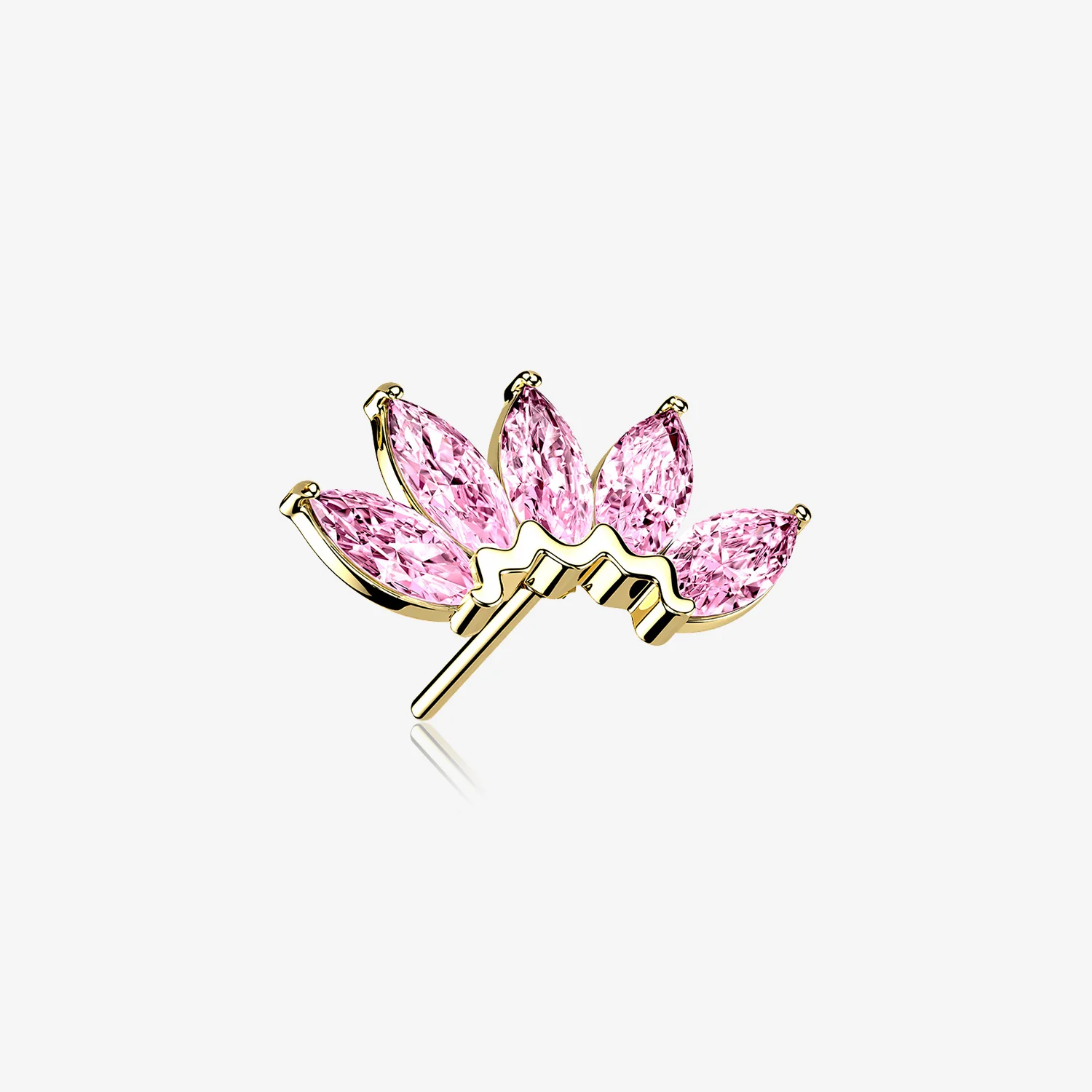 14 Karat Gold OneFit Threadless Brilliant Marquise Sparkle Flower Top Part