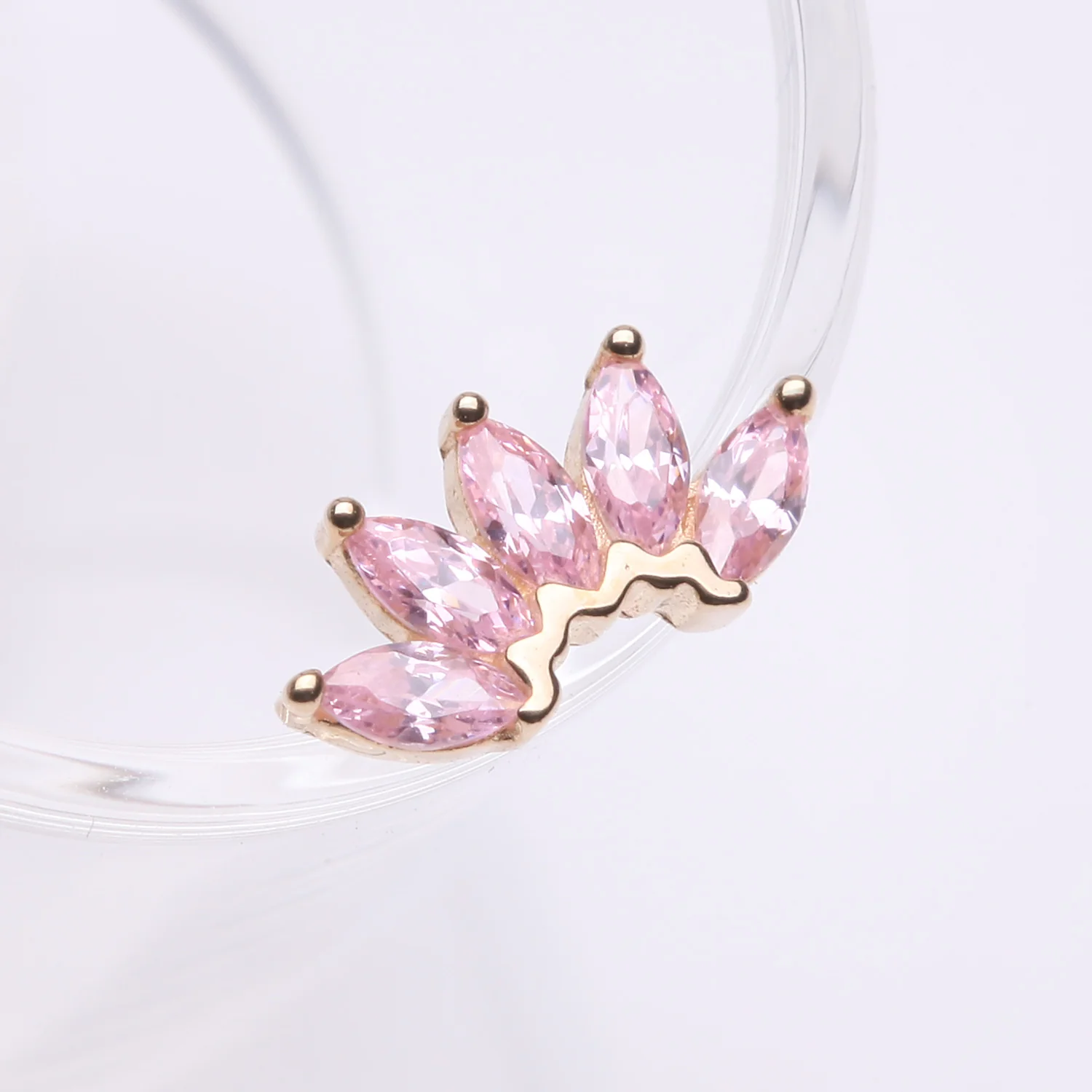 14 Karat Gold OneFit Threadless Brilliant Marquise Sparkle Flower Top Part - Image 2