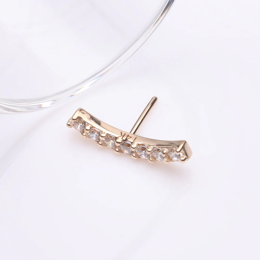 14 Karat Gold OneFit Threadless Brilliant Sparkle Gems Journey Curve Top Part - Image 3