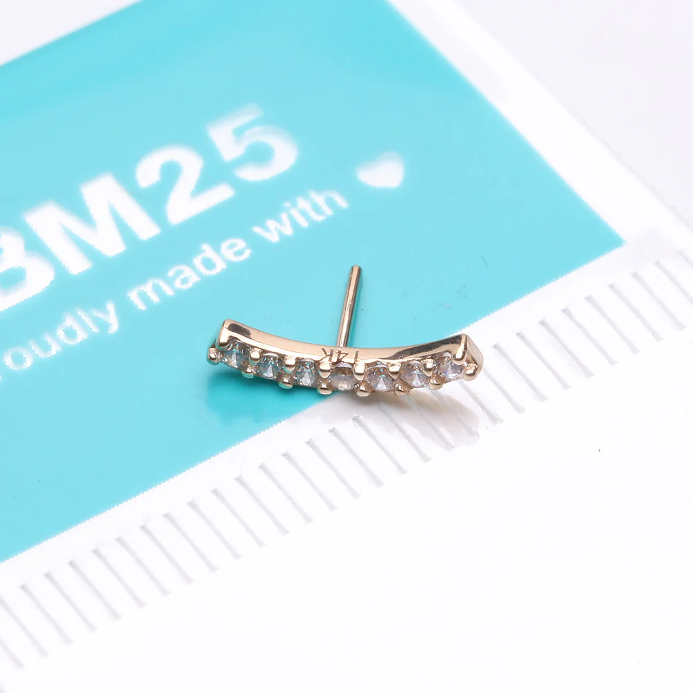 14 Karat Gold OneFit Threadless Brilliant Sparkle Gems Journey Curve Top Part - Image 4