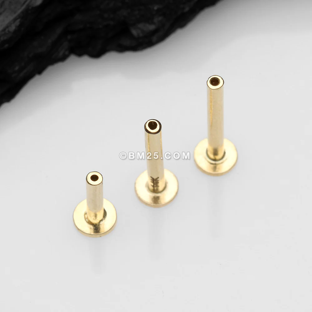 14 Karat Gold OneFit Threadless Flat Back Stud Labret Bar Part - Image 2