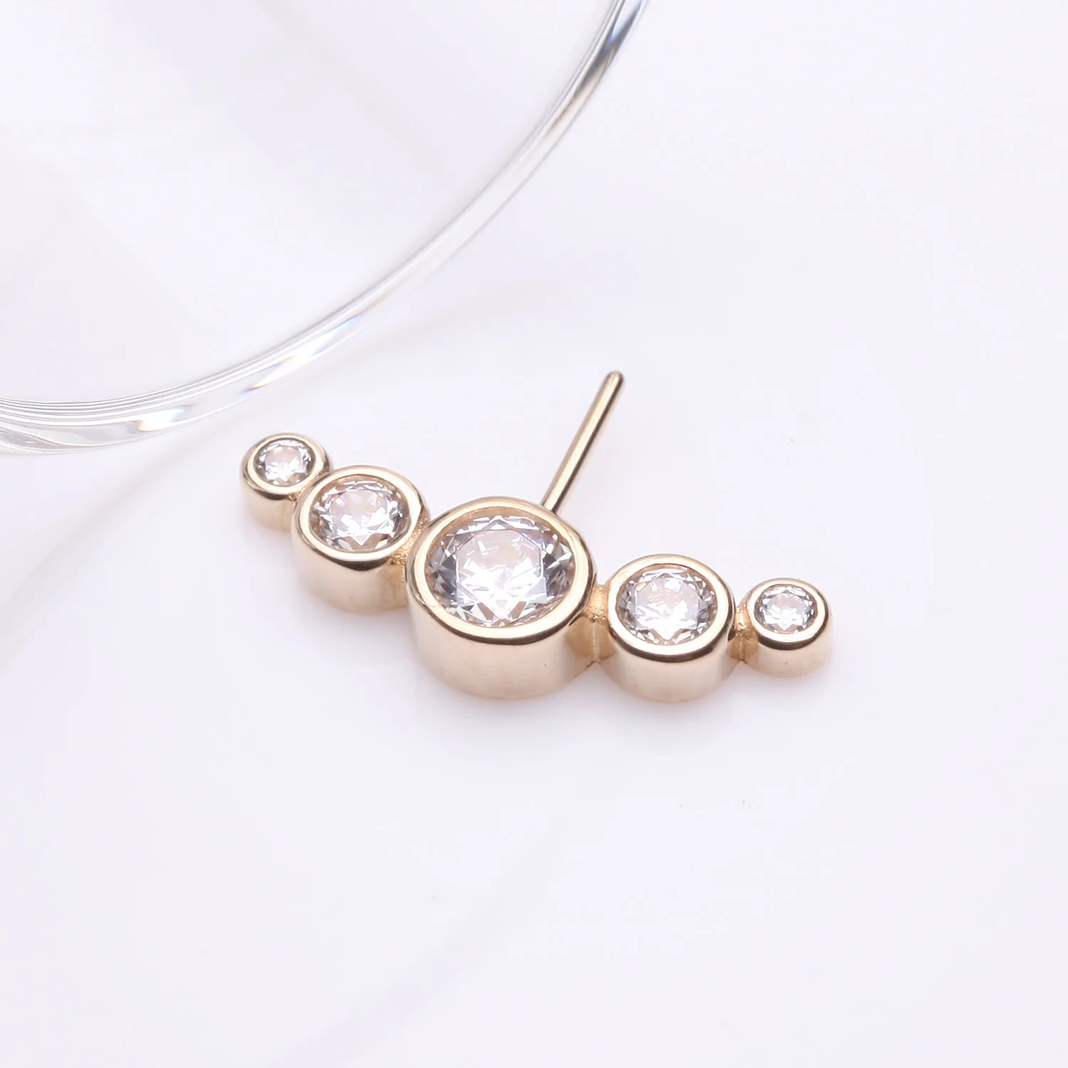 14 Karat Gold OneFit Threadless Journey Bubble Sparkle Front Facing Part - Image 2