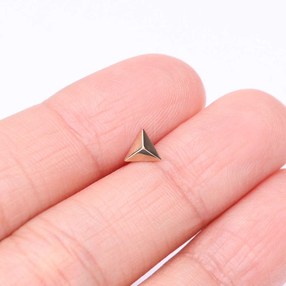 14 Karat Gold OneFit Threadless Tetrahedron Pyramid Top Part - Image 3