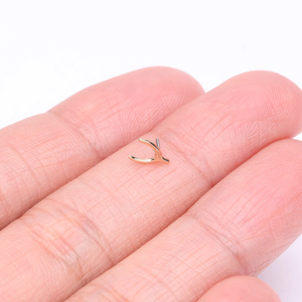 14 Karat Gold OneFit Threadless Wishbone Charm Top Part - Image 3