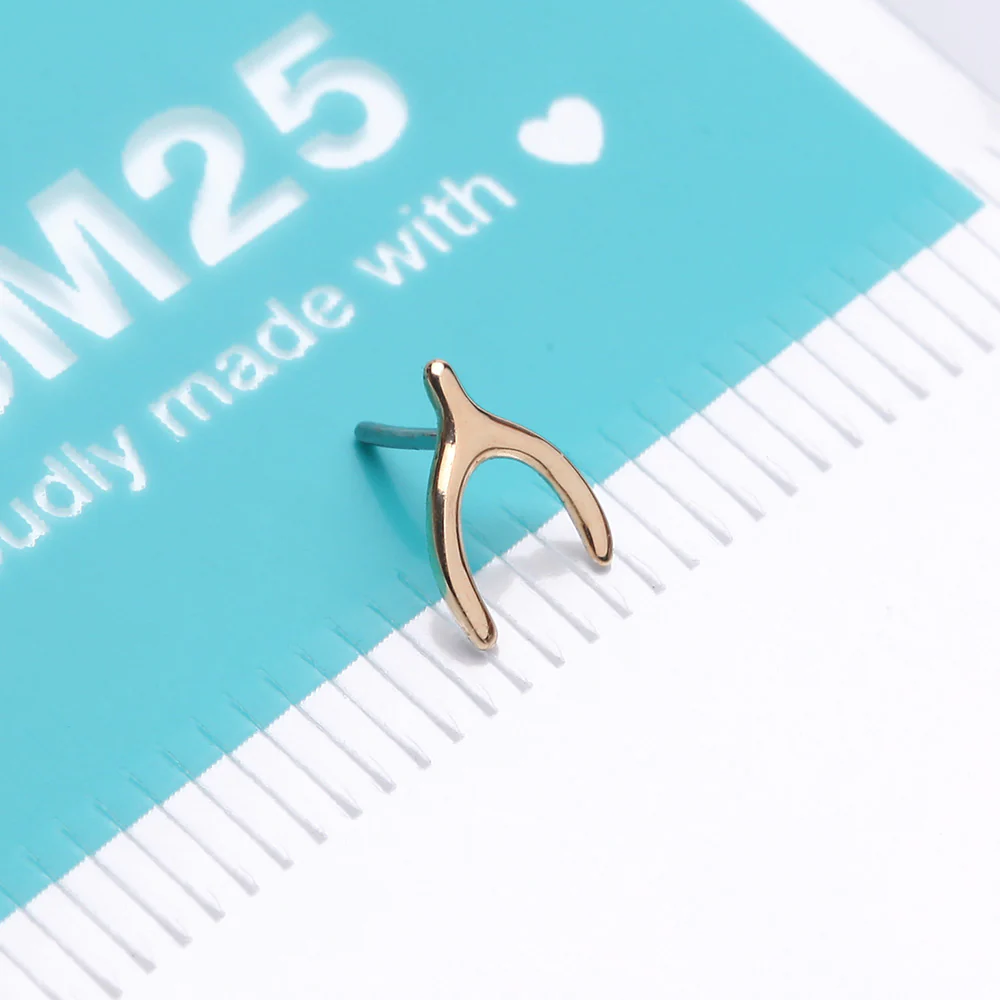 14 Karat Gold OneFit Threadless Wishbone Charm Top Part - Image 5