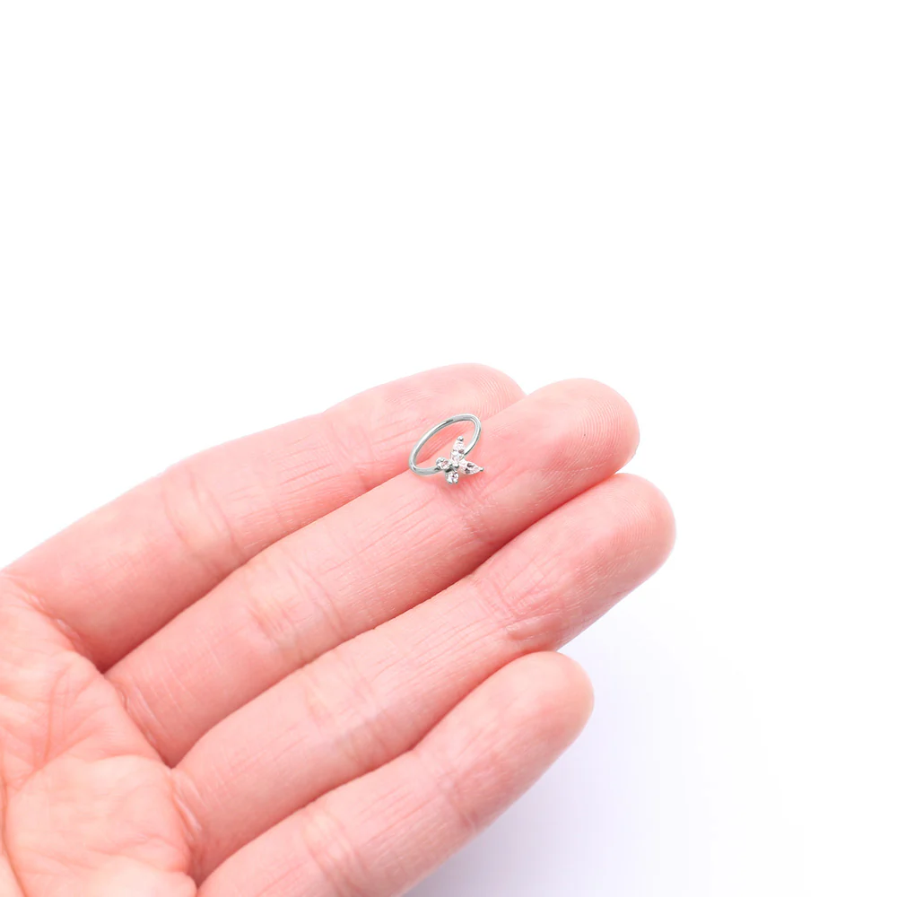 14 Karat White Gold Brilliant Sparkle Dainty Butterfly Bendable Hoop Ring - Image 3