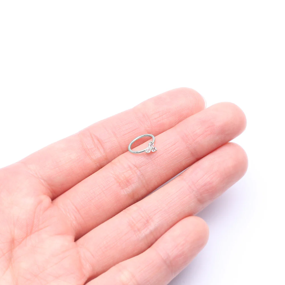 14 Karat White Gold Brilliant Trinity Sparkle Bendable Hoop Ring - Image 3