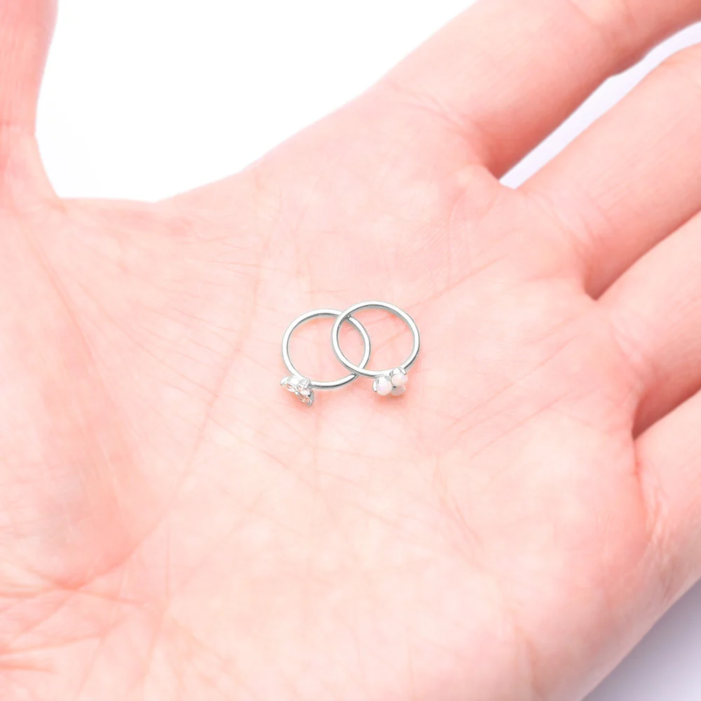 14 Karat White Gold Brilliant Trinity Sparkle Bendable Hoop Ring - Image 4