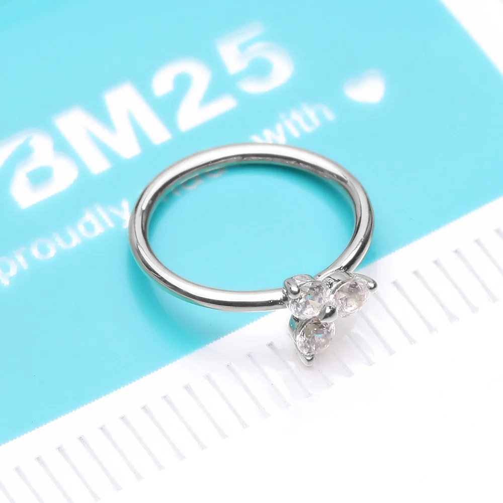 14 Karat White Gold Brilliant Trinity Sparkle Bendable Hoop Ring - Image 5