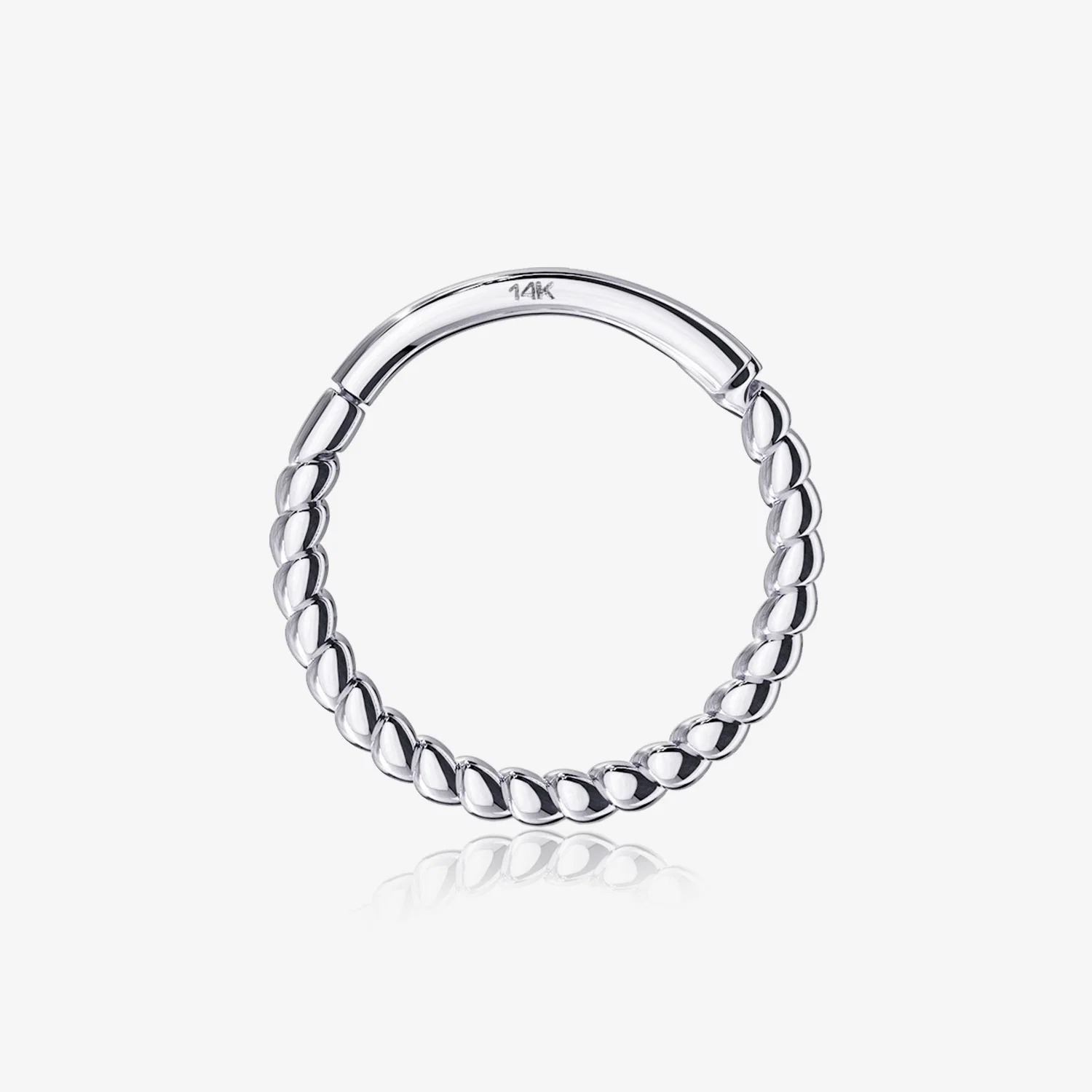 14 Karat White Gold Classic Rope Clicker Hoop Ring