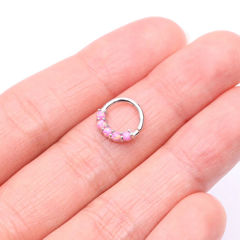14 Karat White Gold Fire Opal Prong Set Lined Bendable Hoop Ring* - Image 3